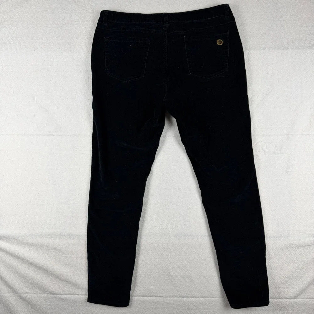 Michael Kors Black Corduroy Skinny Pants‎ Gold Hardware Womens Size 14 36x28